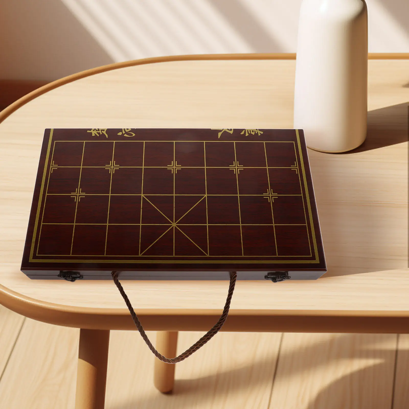 

1Set Wooden Xiangqi Set Natural Wood Chessboard Storage Box Dual Purpose Travel Chess Game Chinese Chess Set Minimalist Design