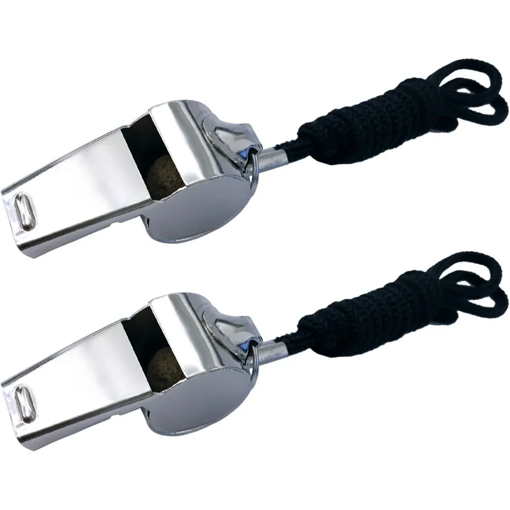 Stainless Steel Whistles: Lifeguard, Referee, and Sports Use with Lanyard