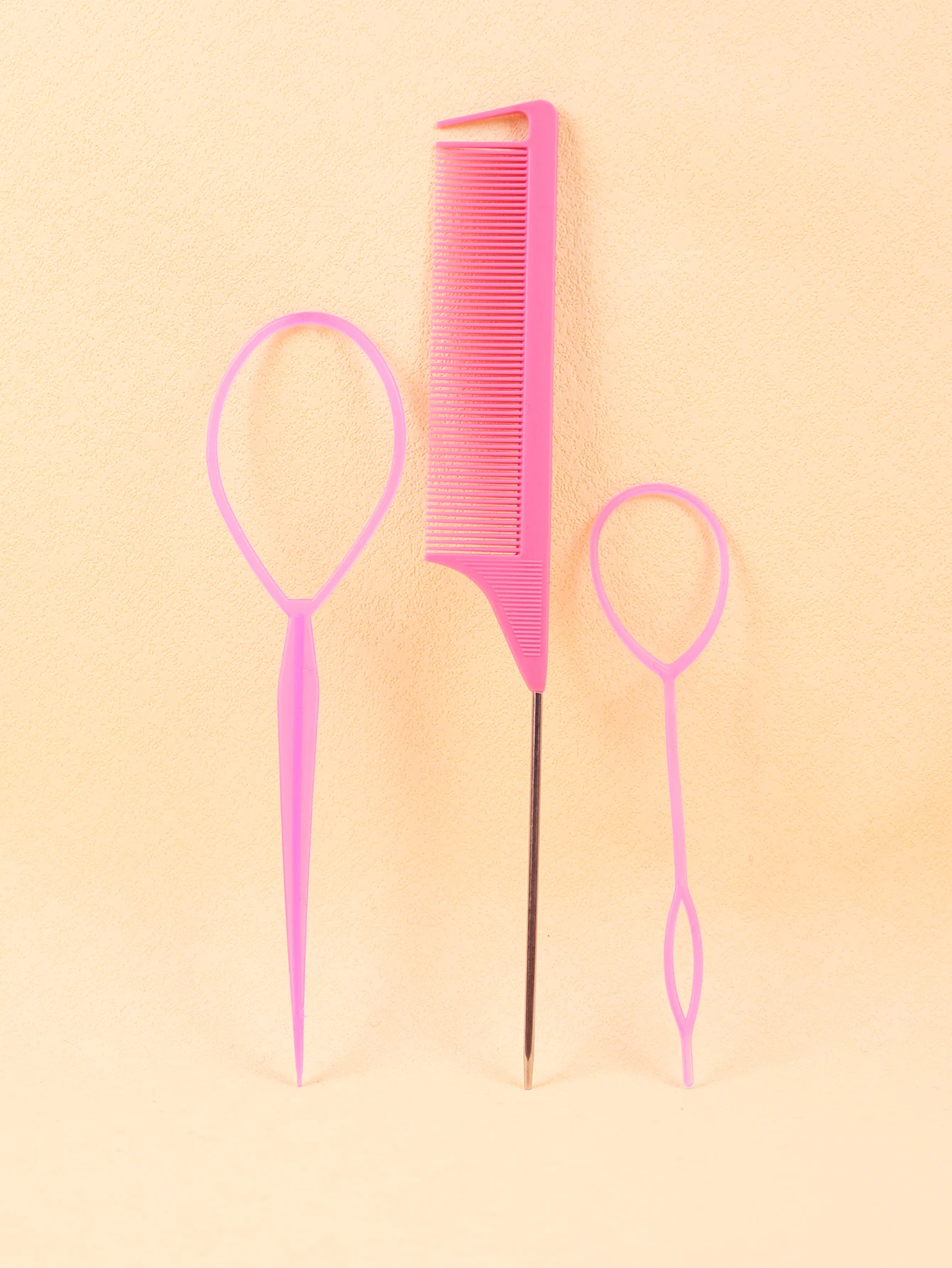 3 قطع من أدوات تجديل الشعر، مصممة لتصفيف الشعر وأمشاط ذيل الماوس لتوزيع تجديل الشعر، خاصة للشعر المستعار الحقيقي