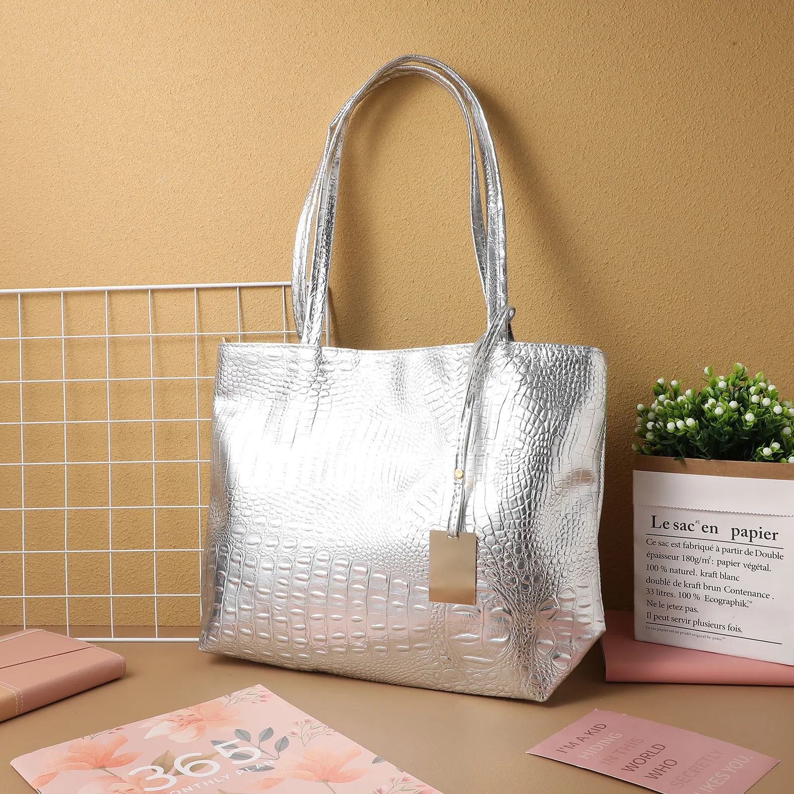 Print bag Large Capacity Tote Bag Large Capacity Bag Women Casual Shopping Travel PU