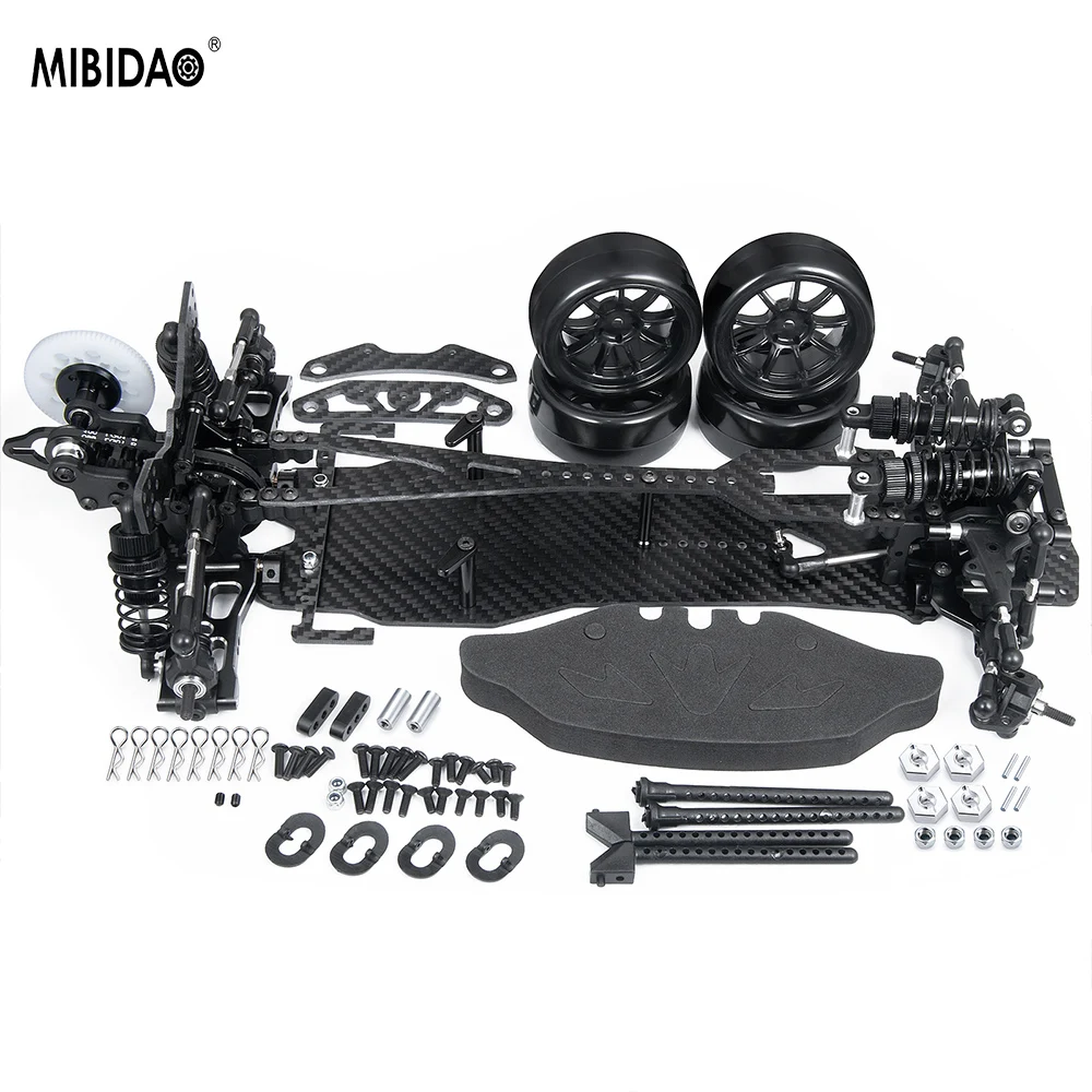 

MIBIDAO Metal Alloy & Carbon Fiber Frame Chassis with Shock Absorbers Wheels Belt Drive For 1/10 Sakura D5S RC Drift Car Parts