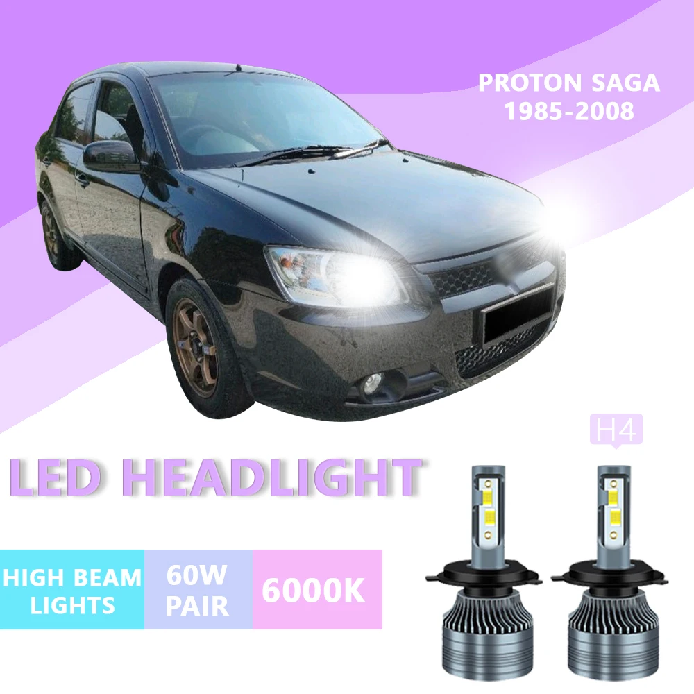 

2PCS FOR Proton Saga 1985-2008 6000k H4 Super Bright Hi/Lo Beam Headlamp Lampu LED Headlight Bulb White Light