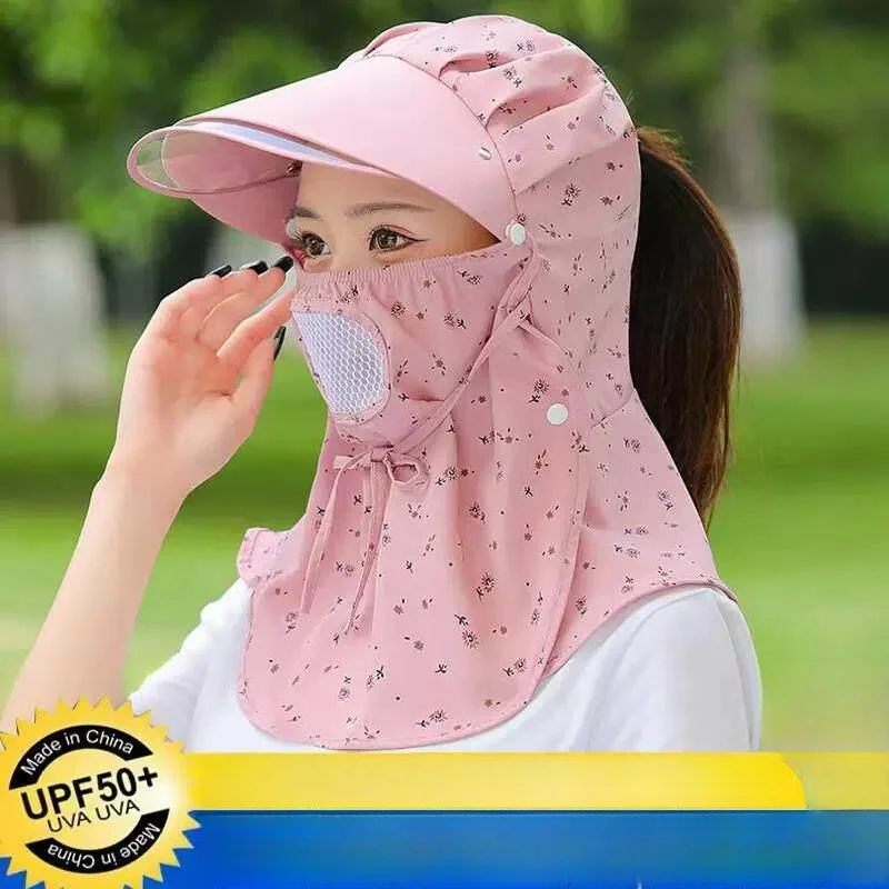

Women's Outdoor Work Hat Integrated Windproof Dustproof Sun Protection Neck Cover Tea Picking Cap Summer Sportswear Accessory