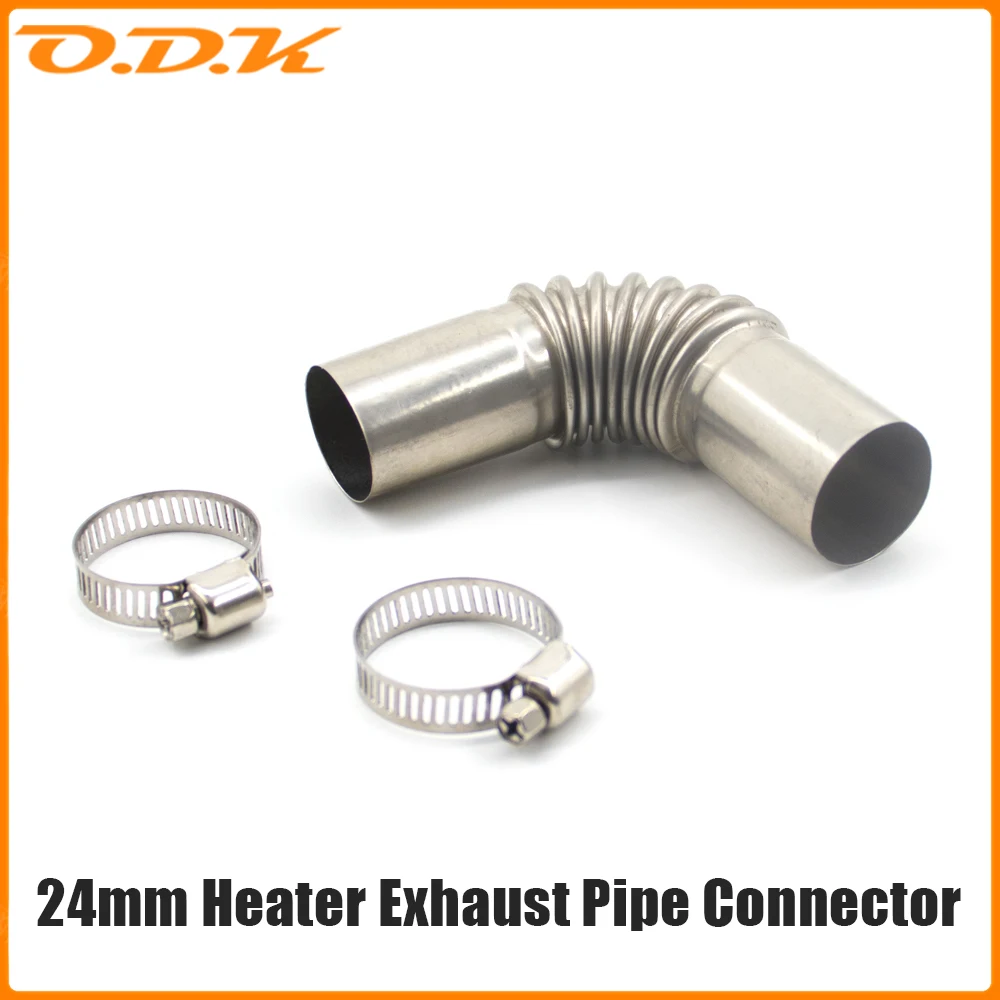 1pc 24mm Elbow Pipe Air Parking Heater Exhaust Pipe Outlet Connector W/Clamps Bracket For Webasto Eberspaecher Air Diesel Heater