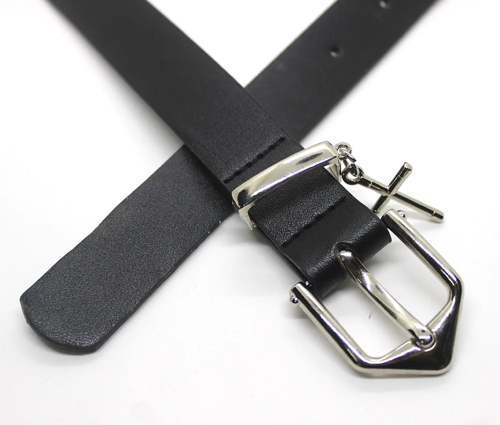 Men Y2k Punk Cross Pendant Casual Belt New Pointed Metal Pin Buckle PU Leather Waist Belts Jeans Versatile Decorative Waistband