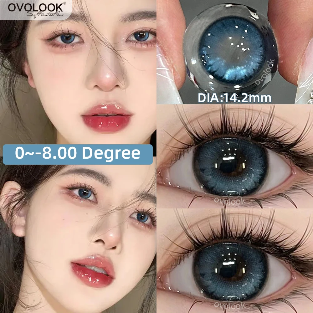 OVOLOOK-1 paio di lenti a contatto colorate per occhi blu alunni miopia lenti colorate per occhi con diottrie lenti di moda da prescrizione verde