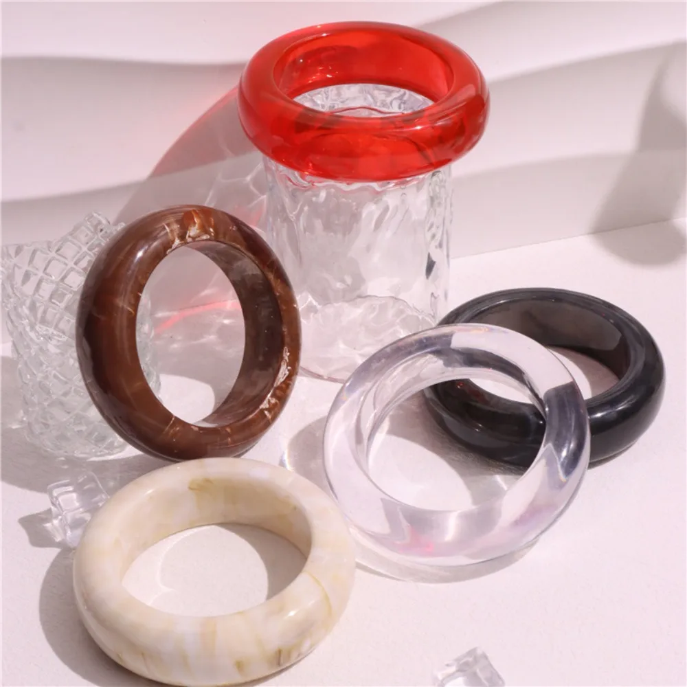 Unique Vintage Acrylic Bangle Smudging Resin Wide Bracelet Minority Design Exaggerated Retro Hand Ring Gift