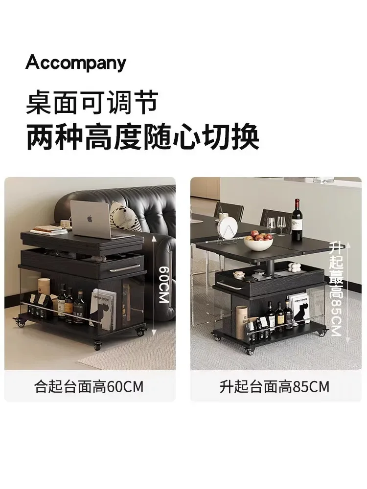 Luz de luxo madeira maciça elevável mesa café sala estar doméstico pequeno apartamento varanda mesa chá moderno simples lado móvel