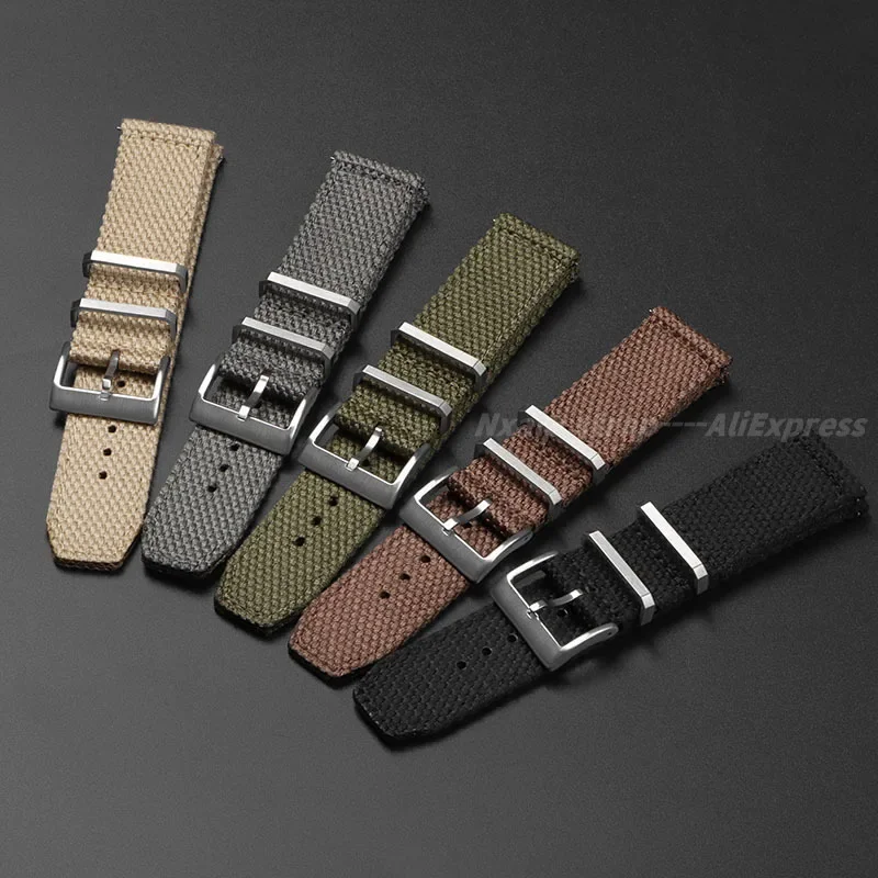 20mm 22mm Nylon Cotton Watch Strap Men's Military Sports Watchband for Seiko for Omega Seamaster Braid Bracelet Quick Release