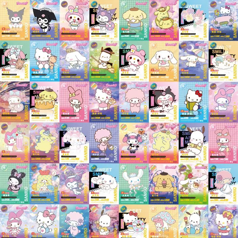 New Sanrio anime peripheral cards flash cards Hello Kitty Kuromi My melody Pochacco Cinnamoroll collection card book rare cards