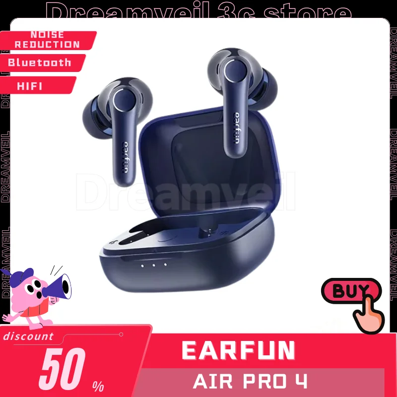 EarFun Air Pro 4 Wireless Earphone HI-FI Bluetooth 5.4 Active Noise Reduction Earphone E-sports IPX5 Earbud Gamer Accessories