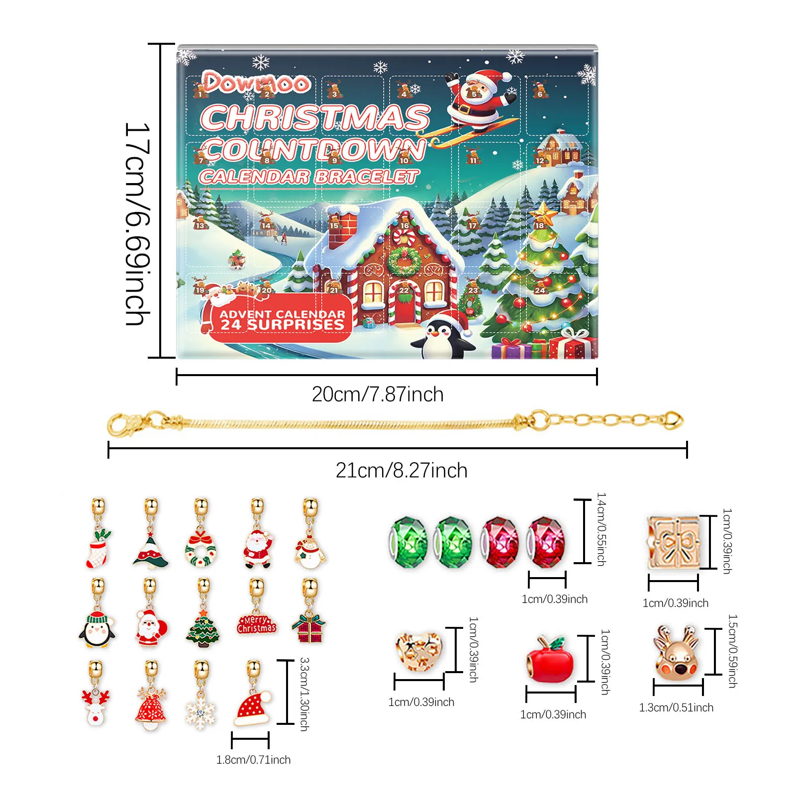 

24 Days Xmas Countdown Calendar DIY Christmas Jewelry Bracelet Accessory 2025 Xmas Navidad New Year Party Gift For Women Girls