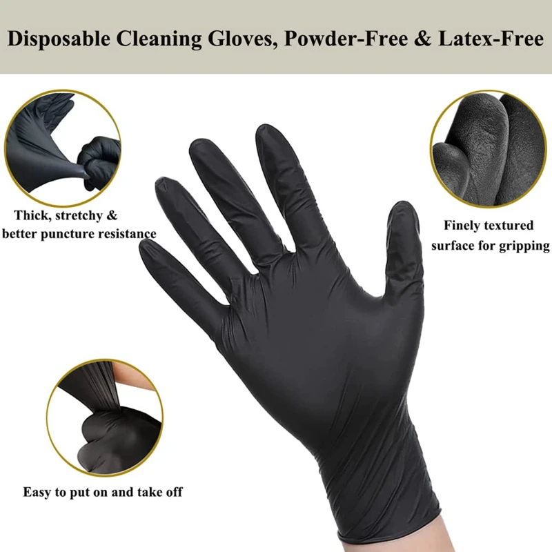 Black Disposable Nitrile Gloves 20/50/100PCS Latex & Powder Free Industrial Gloves for Cooking Household Mechanic Tattoo Working