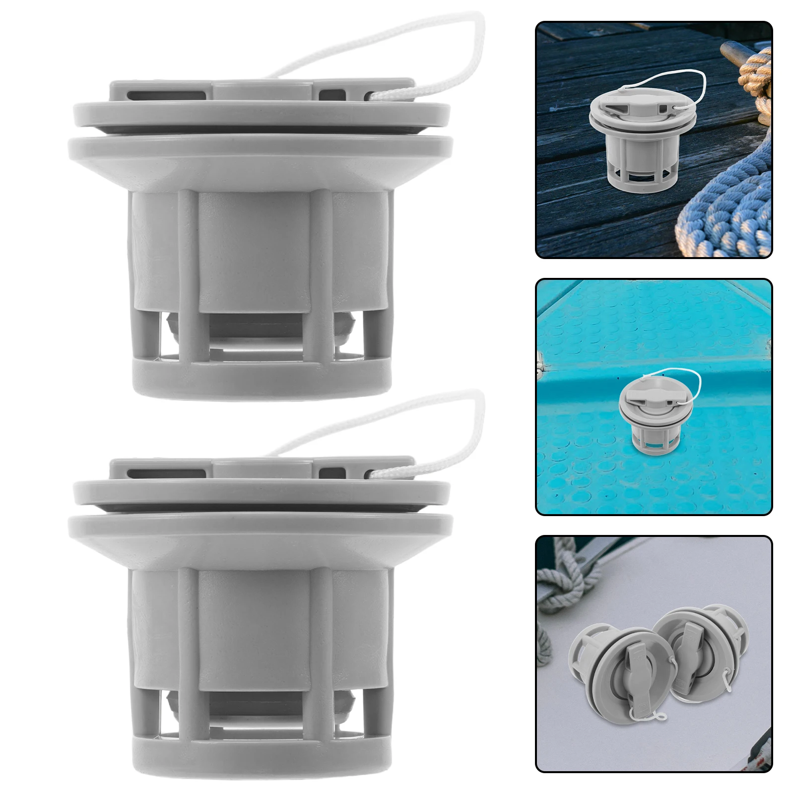 

2 Sets Light Grey Boat Air Valve Plug Inflatable Boat Accessories Double Seal Replacement For Kayak Paddle Board Canoe Quick