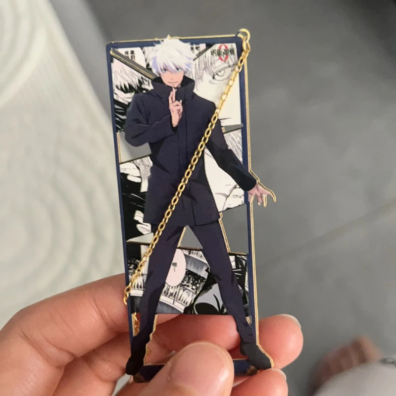 Jujutsu Kaisen Satoru Gojo Metal Bookmark With Chain Pendant Anime Manga Page Marker Stationery Collectible Gift For JJK Fans