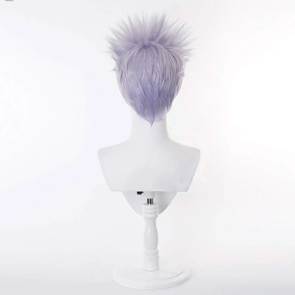 Shancon Anime Satoru Go-jo Perücken Spikier Licht Lila Kurze Party Haar Halloween Cosplay Requisiten Zubehör Männer