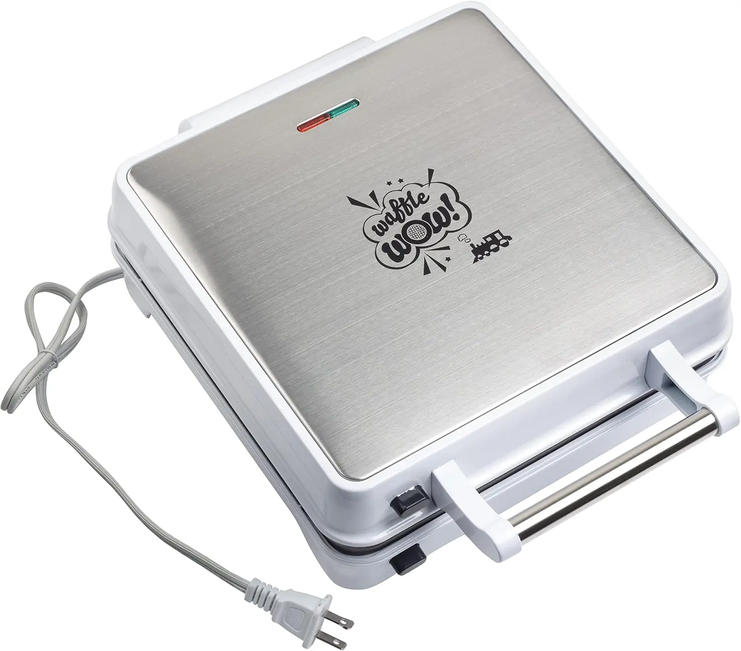 Juego de tren para hacer gofres, construir pistas en forma de gofres o panqueques, estación de señales de coches de carga, desayuno familiar divertido, antiadherente eléctrico