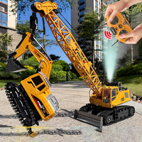 RC Crane Tractor 2.4G 15/13/11/9CH Children Electric Alloy Arm Remote Control Truck Engineering Vehicle Electric Spray Hook Toy