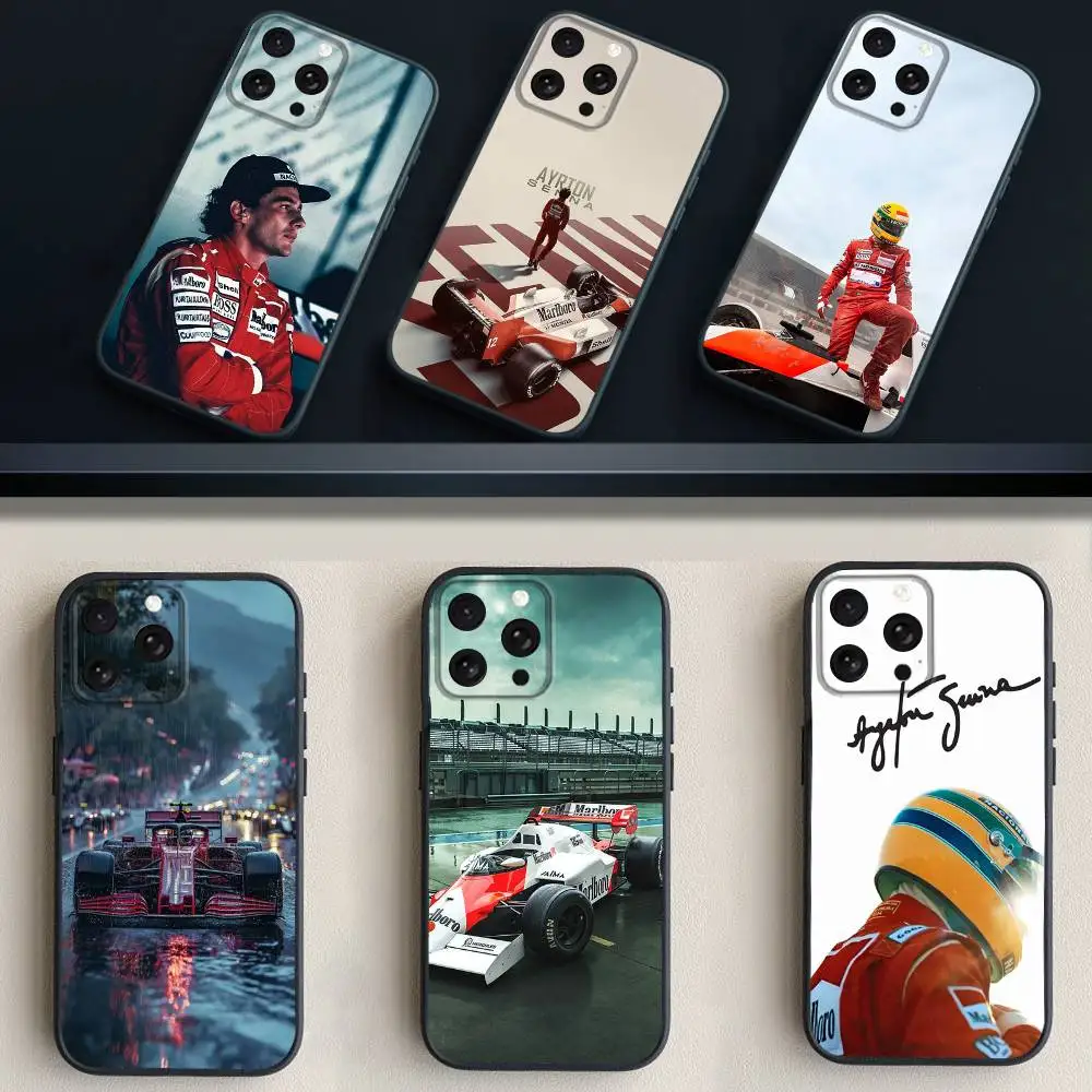 

A-Ayrtons Senna racing driver Phone Case For iPhone 16,15,14,13,12,11 Plus,Pro Max,XS,X,XR,SE,Mini,8,7,Soft Silicone Black Cover