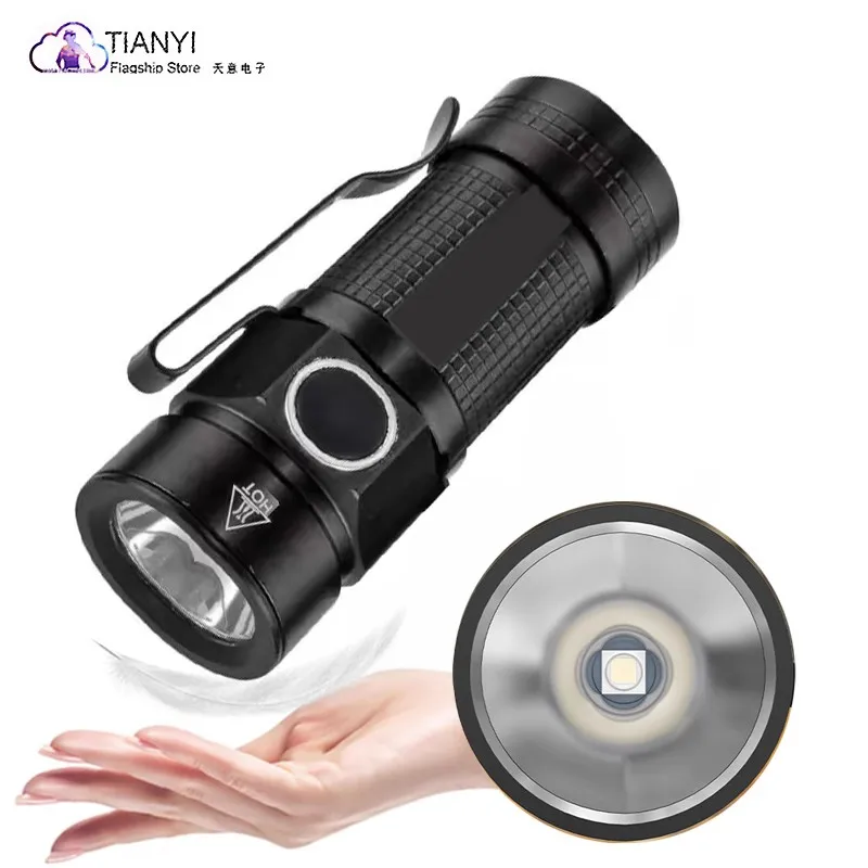 

Small rechargeable flashlight super bright fixed focus light night lighting USB charging belt clip 16340 lithium battery