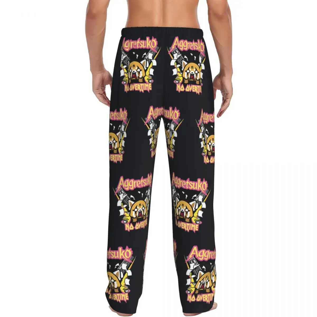 Maßgeschneiderte aggressive Retsuko-Pyjamahose, Nachtwäsche für Herren, elastischer Bund, Animation, Schlaf-Lounge-Hose mit Taschen