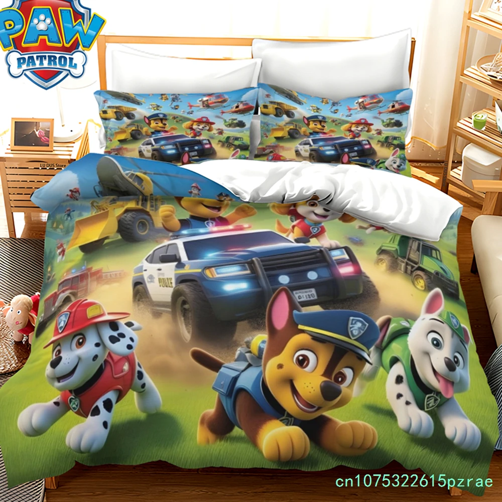 PAW Patrol Bedding Set Chase Marshall 3pc Duvet Cover Set, Kids Boys Blue Cartoon Quilt Cover With 2 Pillowcases, No Sheet