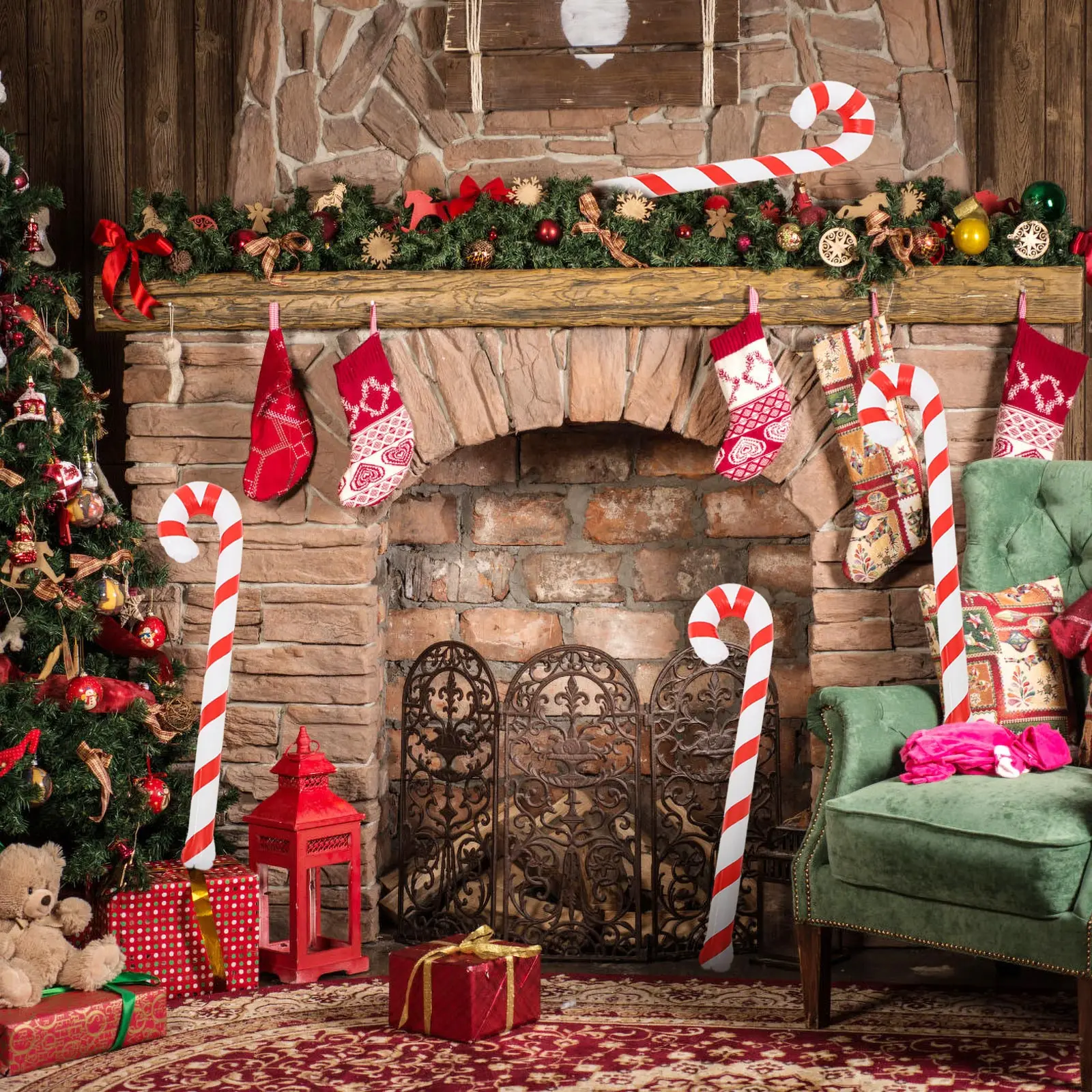 

Indoor Christmas Walking Stick for The Elderly Vintage Decor Inflatable Candy Canes Outdoor Coaster Decoration Man Decorations