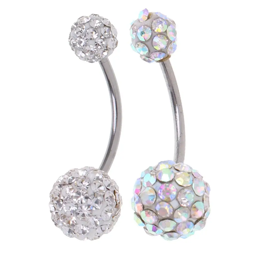 Women Lady Crystal Rhinestone Belly Button Ring Dangle Navel Body Piercings