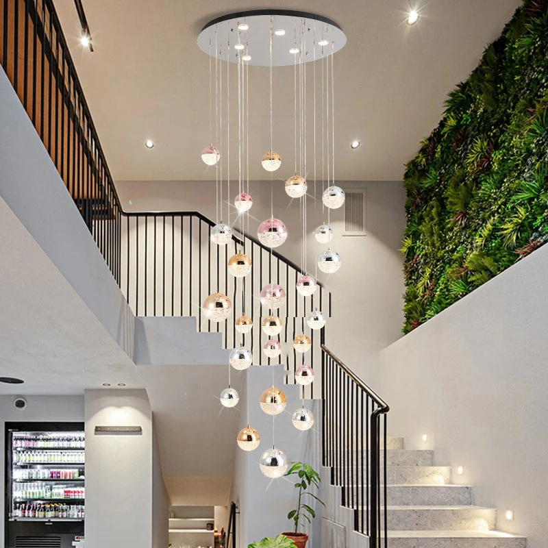 Modern Luxury Chandelier Villa Rotating Duplex Building Bar Counter Living Room Advanced Atmosphere Decoration Lighting Fixtures