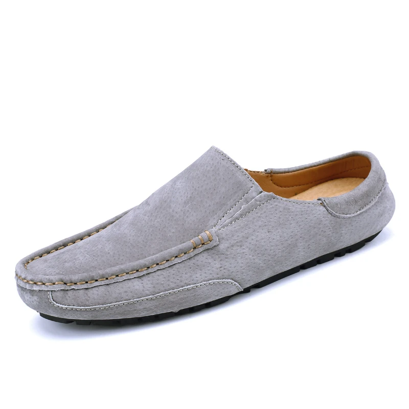 Half Shoes For Men Original 2021 Leather Italian Slip On Casual Summer Breathable Cow Suede