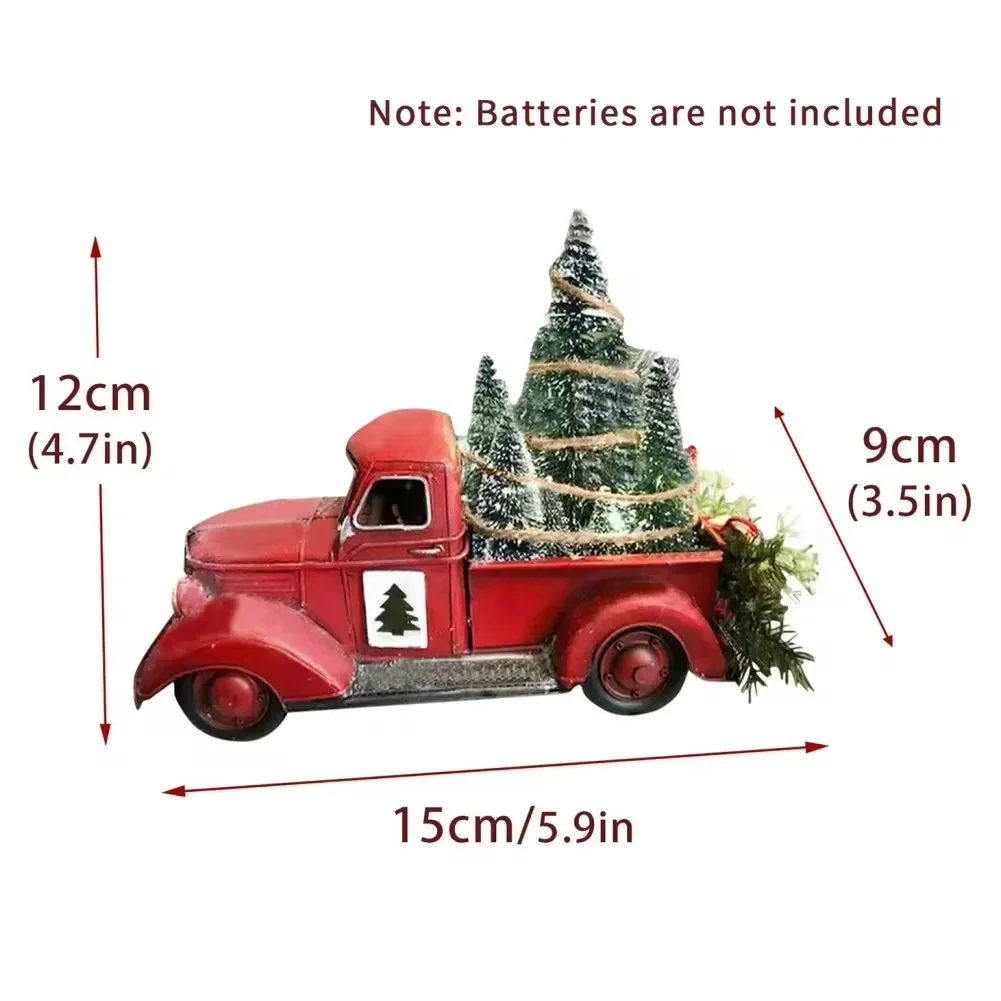 Luci Ragazzo Regalo Natale Rosso Camion Automobile Auto Giocattoli Resina Mestiere Impermeabile Giardino Cortile Decorazione dell'albero