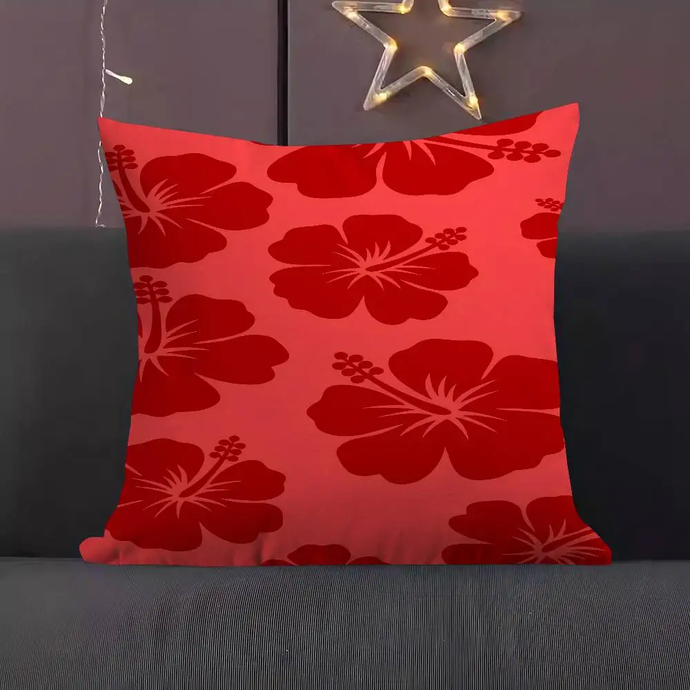 

Red Hibiscus Flower Pillow Cover For Bedroom Room And Living Room Sofa Decorative Cushion Cover