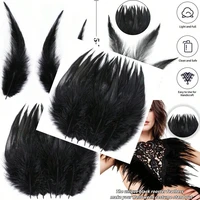 Plumes de coq noires 10-15cm, Plumes artisanales naturelles en vrac pour bricolage, attrape-rêves, décoration de Costume de fête d'halloween 4