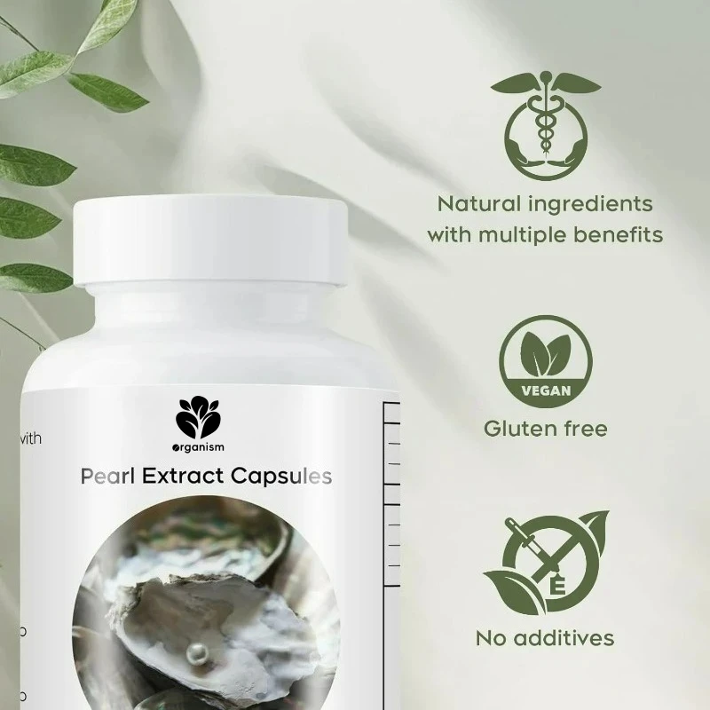 Organic Pearl Powder Capsules | Natural Calcium, Amino Acids, Collagen Peptides | Non GMO, Vegetarian - view 2