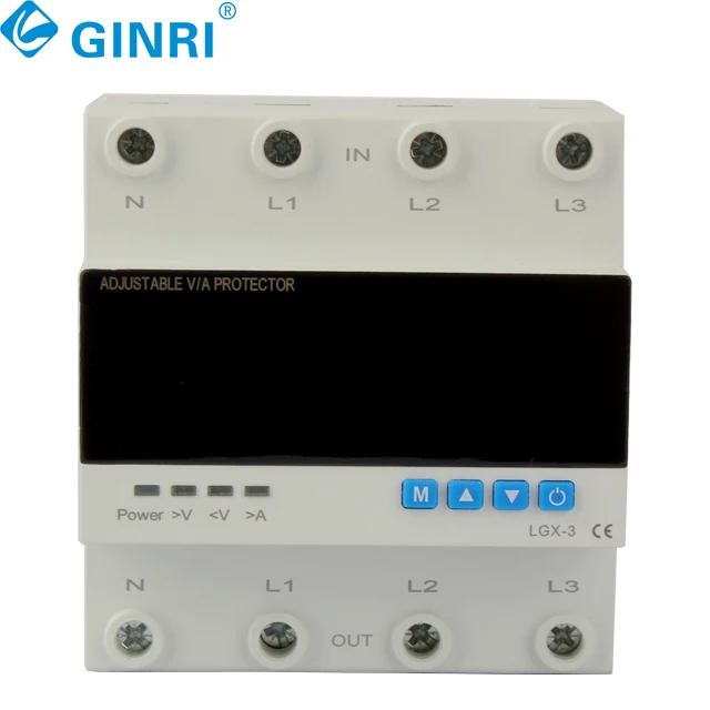 Ginri  JMRD-TAX 3 Phase 63A Digital Protector  Six Display  220AC Current  OverUnder Voltage Protection