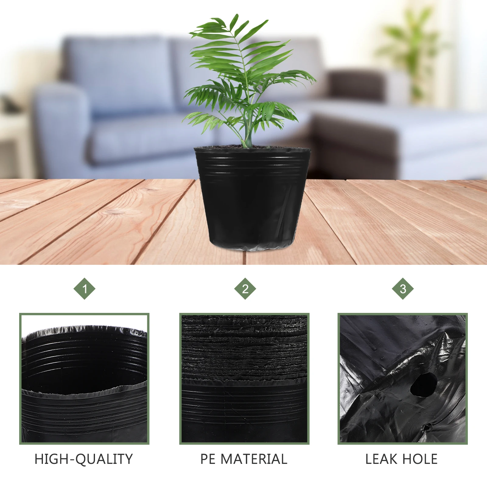 

100pcs Seedling Bags Durable Planting Containers Breathable Garden Growing Cups PE Pouches Herb Succulent Planter Suite