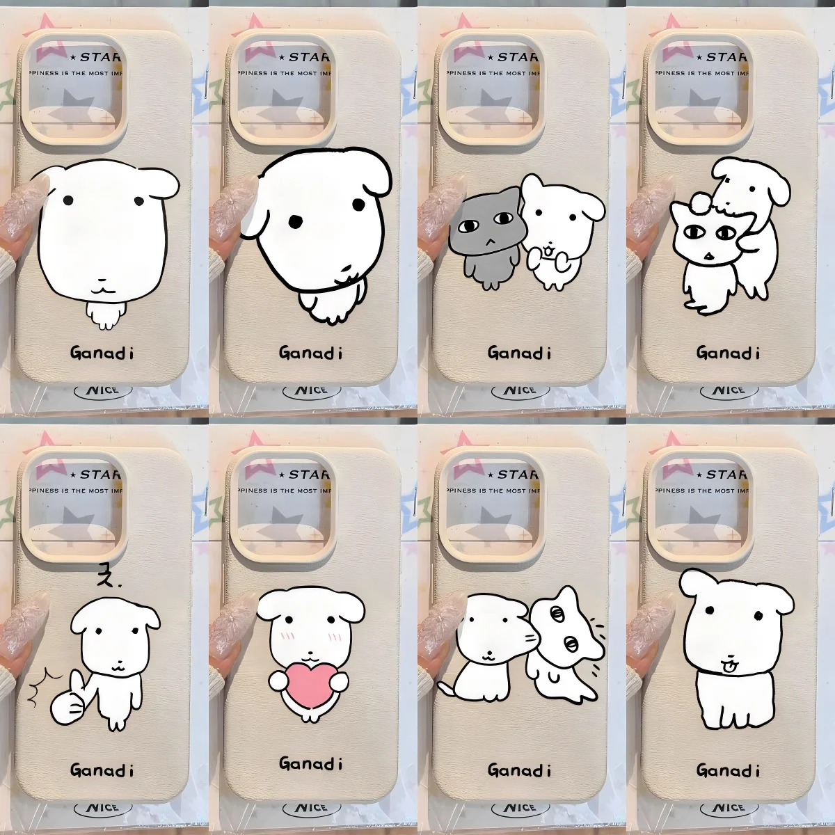 Cute Ganadi Puppy Lichee Leather Pattern Phone Case for Samsung S26 S25 S24 S23 S22 S21 S20 Plus FE Ultra 4G 5G Shockproof Cover