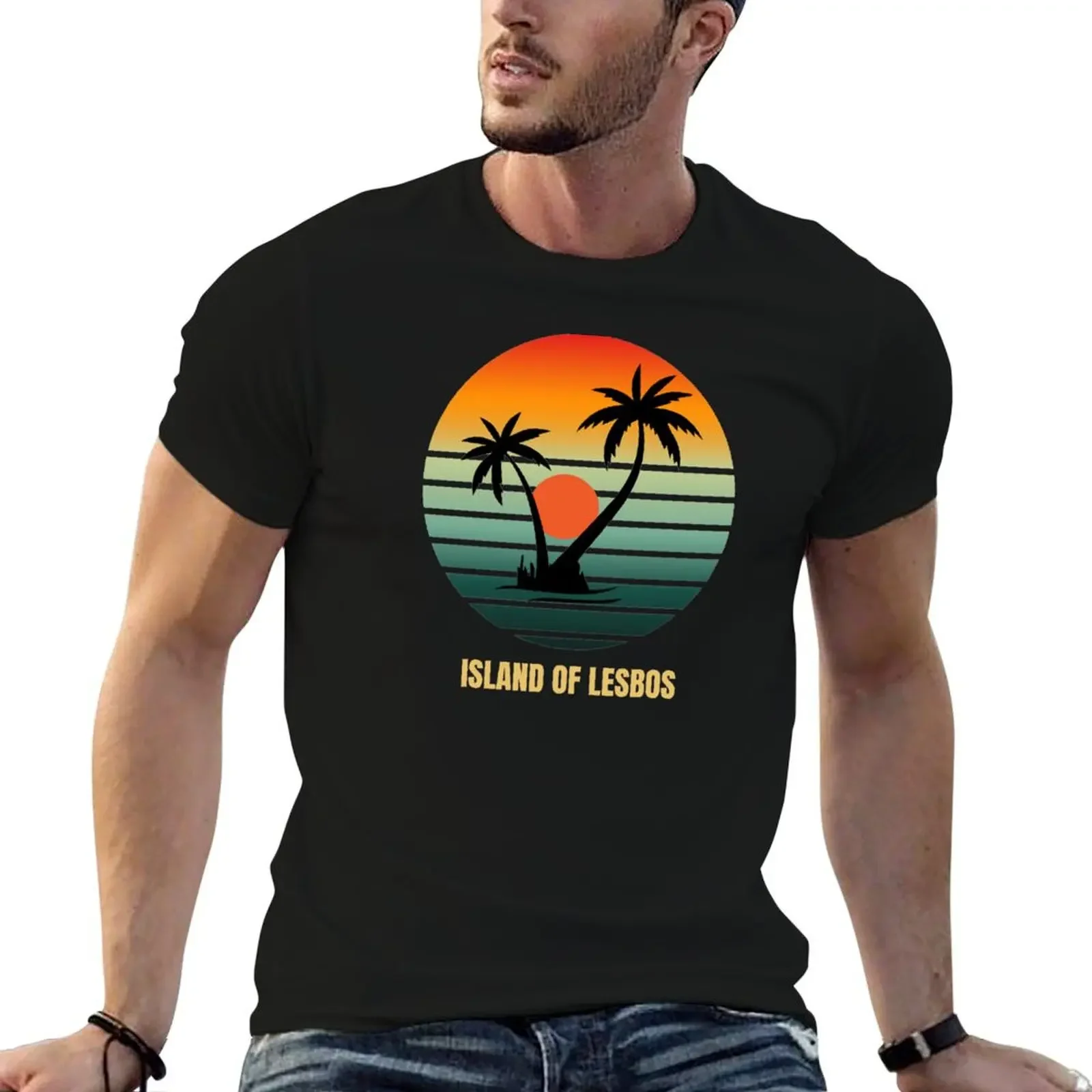 Island of Lesbos - Retro Lesbian T-Shirt quick-drying customizeds anime t shirts plain white t shirts men