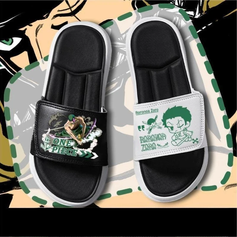 新しいワンピースクリエイティブアニメ周辺機器ルフィゾロサンジナミビーチサンダルかわいい漫画フラット外側に快適なスリッパ