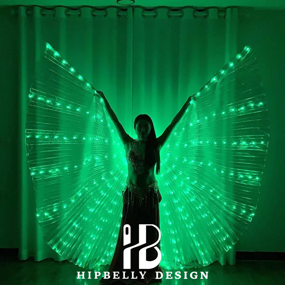 Belly Dance อุปกรณ์เสริม Performance Props LED ปีกสีฟ้า 300 โคมไฟเต้นรําชุดสําหรับผู้ใหญ่ผู้หญิงประสิทธิภาพ Wing ชุด