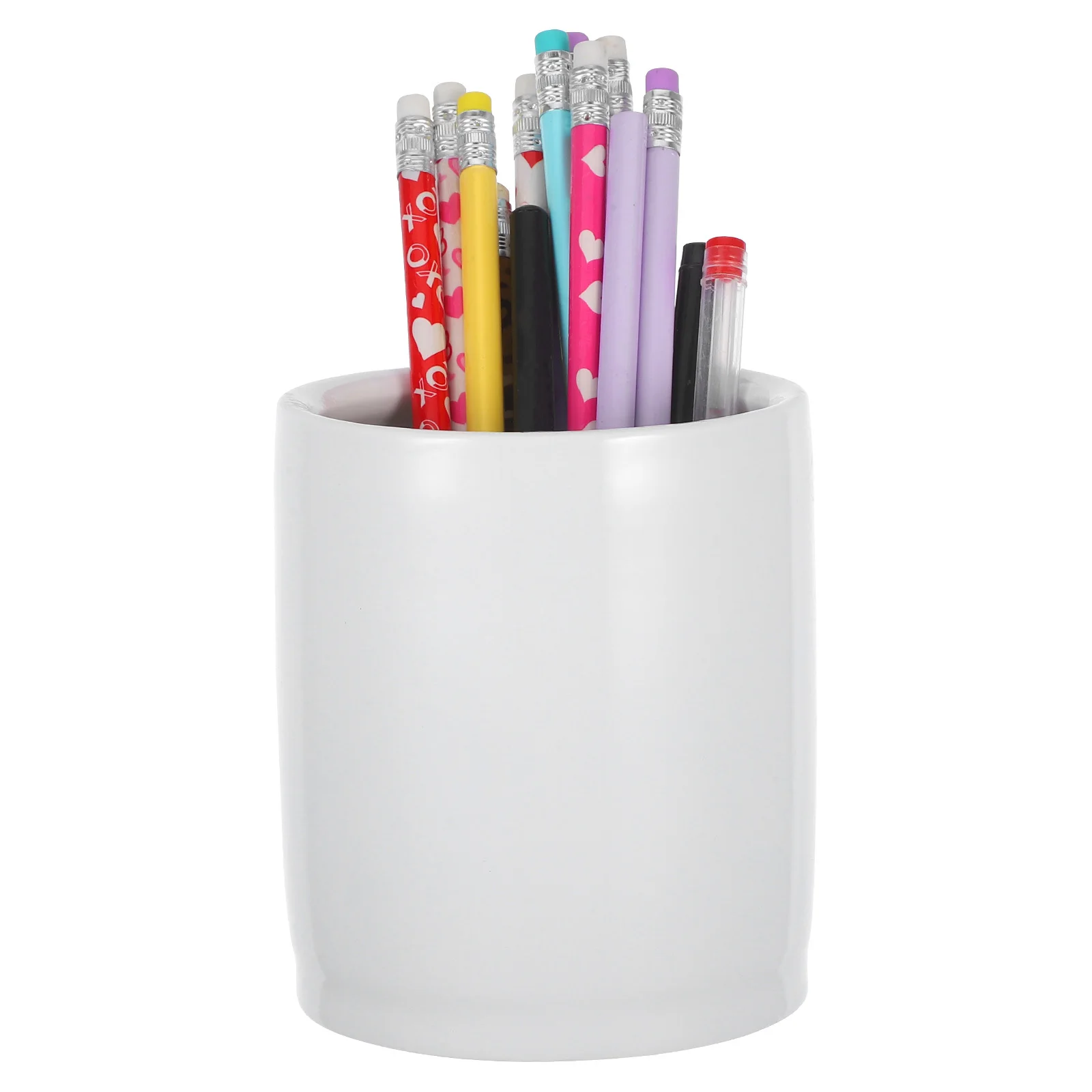 

Ceramic Pencil Holder White Smooth Surface Fine Texture Desktop Pen Holder Desk Organizer Storage Ceramic Pencil Organizer