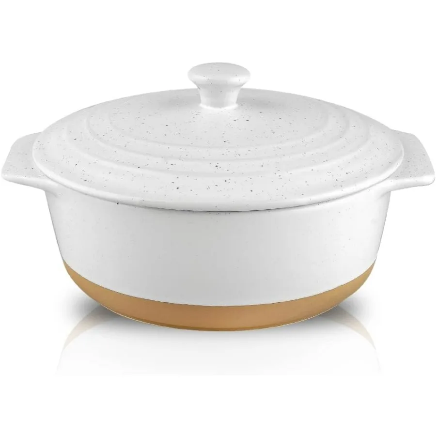 

Керамическая кастрюля с крышкой, безопасная для духовки, набор круглых кастрюль на 2 литра, круглая форма для выпечки 9 дюймов с крышкой, безопасная для духовки, глубокая