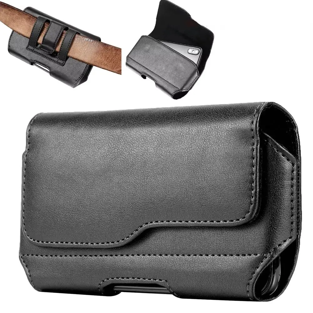 Leather Phone Holster Belt Clip Wear-resisting Durable Waist Pouch Phone Holster Attached Portable Phone Leather Cover Pouch