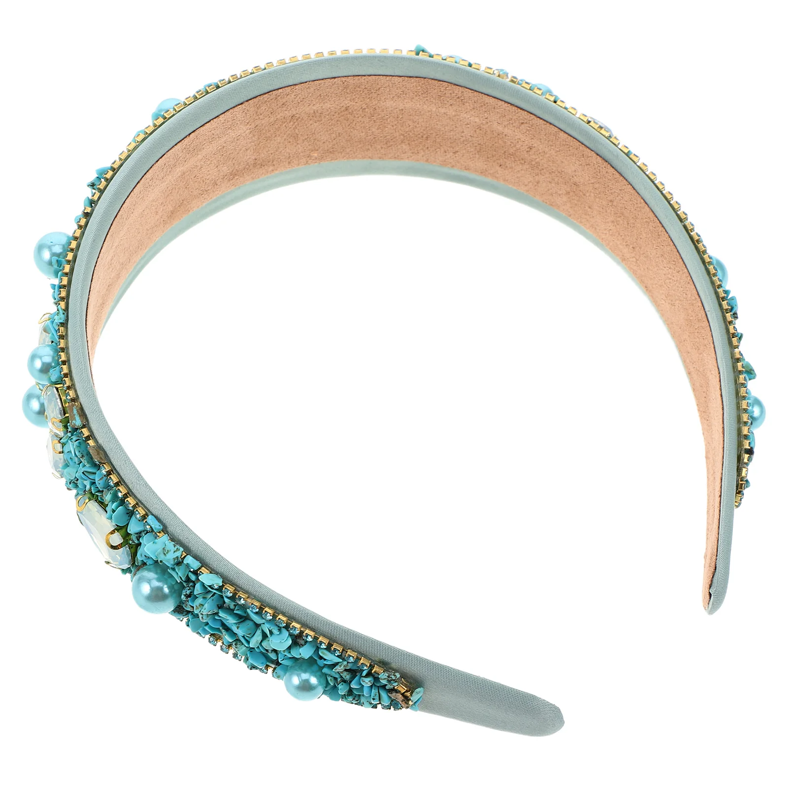 

1pcs Rhinestone Headband Turquoise Wide Comfort Women Girls Hair Accessories Women Hair Accessories Hoop Long Wear Embedded
