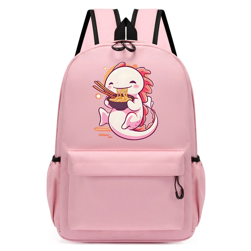 Zaino per bambini divertente Axolotl mangiare Ramen Noodles borsa da scuola carina bambini ragazzi ragazze scuola materna studente zainetto zaino