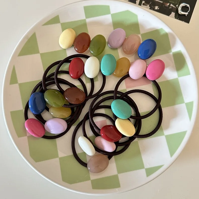 

Colorful Beads Hairbands Women Girls Solid Color Elastic Rubber Bands Ropes Ponytail Holder Scrunchies Female Hair Accessories
