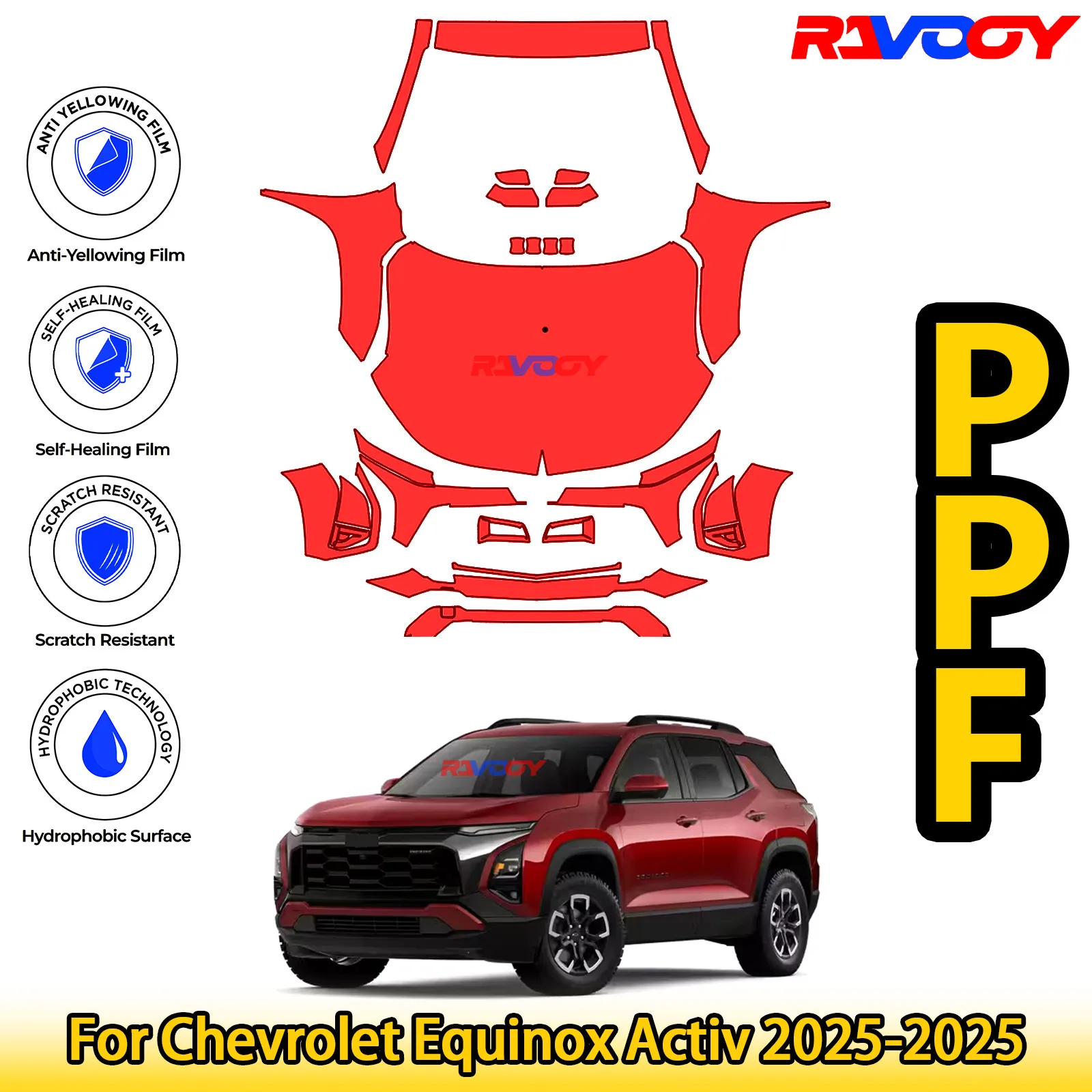 

Для Chevrolet Equinox Activ 2025-2025 глянцевая матовая черная предварительно вырезанная передняя защитная пленка PPF Kit