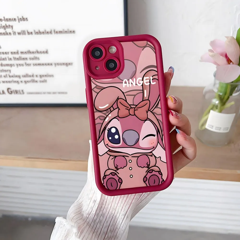 Casing ponsel kartun Disney Stitch, pelindung HP silikon Matte warna polos sederhana untuk Samsung A 54 03 12 13 20 22 33 52 53 04 05 14 21 34