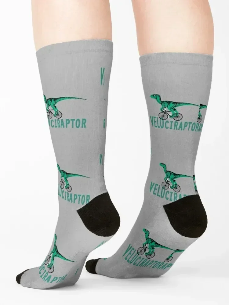 Velociraptor - The Cycling Dinosaur. Socks Rugby halloween man ankle Ladies Socks Men's