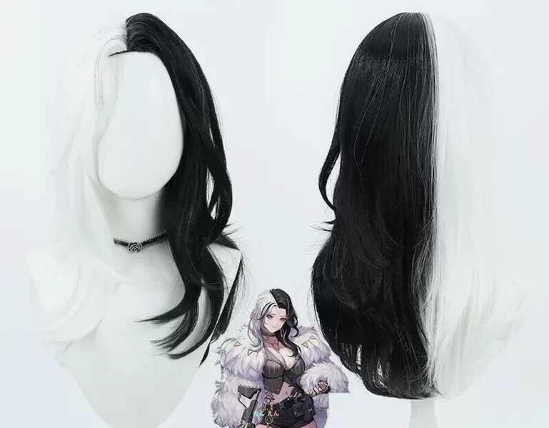 Goddess of Victory: Nikke Rosanna Cosplay Wigs 68cm Long White And Black Hair